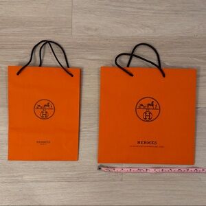 Hermes Orange Gift Bags with Black Handles